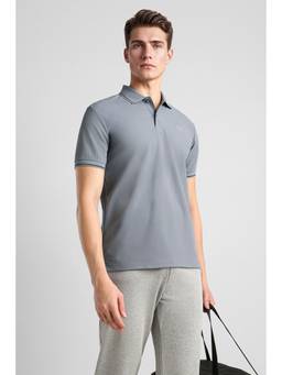 Van Heusen - Men Light Grey Solid Collar Neck Polo T-Shirt