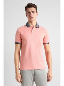 Van Heusen - Men Peach Solid Collar Neck Polo T-Shirt
