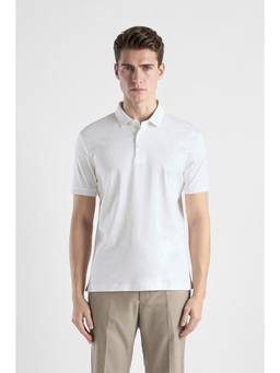 Van Heusen - Men White Solid Collar Neck Polo T-Shirt