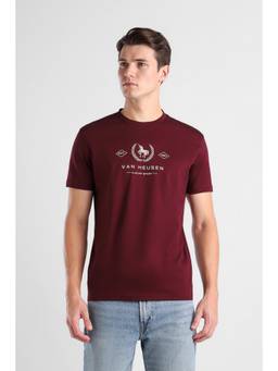 Van Heusen - Men Maroon Solid Casual T-Shirt