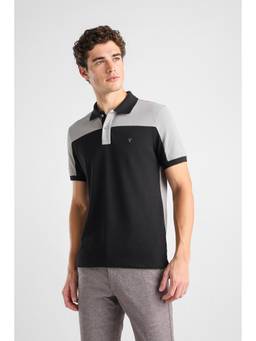 Van Heusen - Men Black Solid Collar Neck Polo T-Shirt