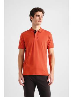 Van Heusen - Men Orange Solid Collar Neck Polo T-Shirt