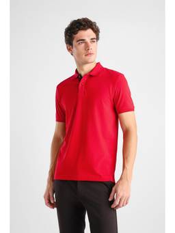 Van Heusen - Men Red Solid Collar Neck Polo T-Shirt