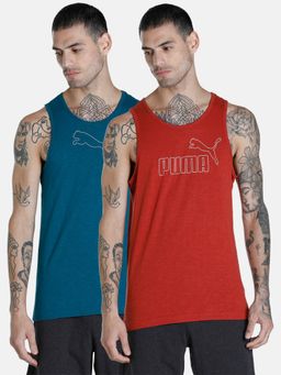Puma - Slub Mens Red And Blue Tank Top (pack Of 2)