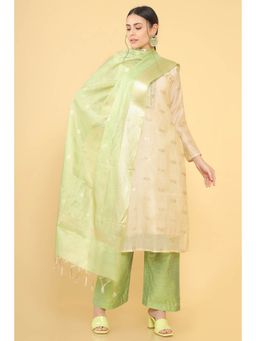 Soch - Women Beige Woven Dress Material (Set of 3)