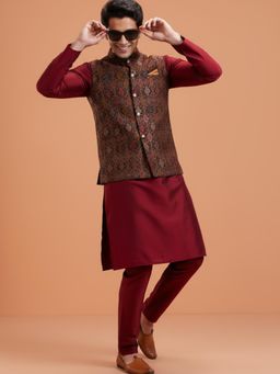 KISAH - Men's Multi-Color Printed Kurta with Jacket & Trouser