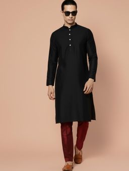 KISAH - Men's Black Solid Kurta with Trouser