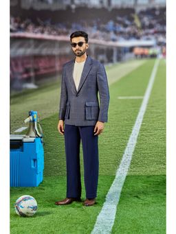 Philocaly - Wenger Blue Notched Lapel Slim Fit Blazer