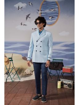 Philocaly - Jaxon Blue Notched Lapel Slim Fit Blazer