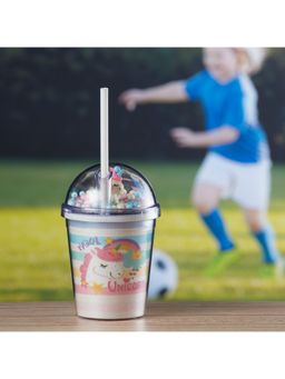 Kookee - Multi-Color Acrylic Sipper Frosted with Straw and Lid - 270Ml