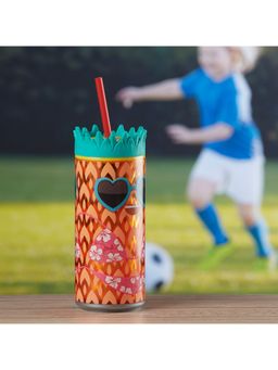 Kookee - Orange Acrylic Sipper Frosted with Straw and Lid - 275Ml