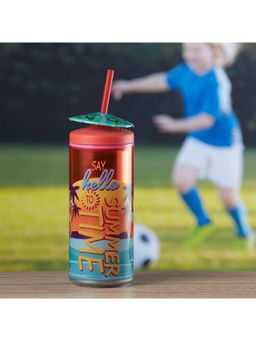 Kookee - Orange Acrylic Sipper Frosted with Straw and Lid - 275Ml