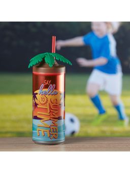 Kookee - Orange Acrylic Sipper Frosted with Straw and Lid - 275Ml