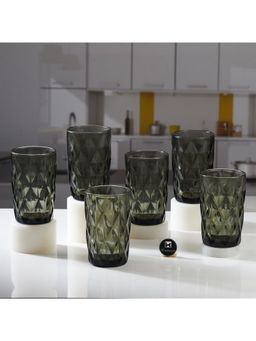 Kookee - Grey Crystal Drinking Glasses (Pack of 6)