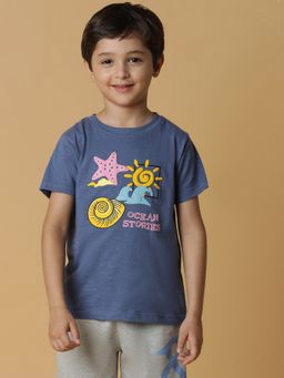 Tales & Stories - Blue Printed T-Shirt for Boys