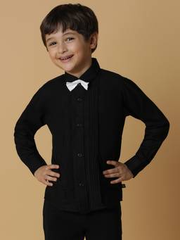Tales & Stories - Black Solid Shirt for Boys (Set of 2)