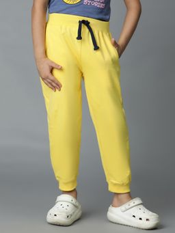 Tales & Stories - Yellow Solid Cotton Joggers for Boys