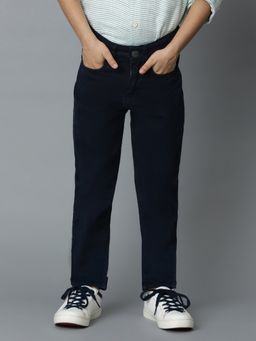 Tales & Stories - Navy Blue Solid Regular Fit Denim Jeans for Boys