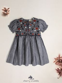 CHERRY CRUMBLE BY NITT HYMAN - Girls Grey Knee Length Dress