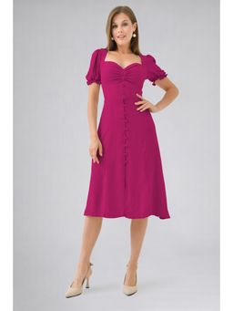 Twenty Dresses by Nykaa Fashion - Womens Solid Hot Pink Knee Length Dress