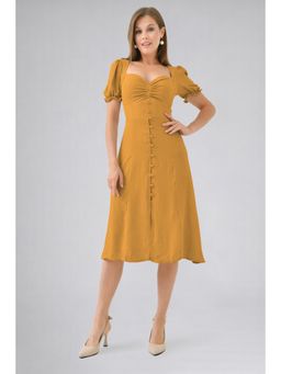 Twenty Dresses by Nykaa Fashion - Womens Solid Mustard Knee Length Dress