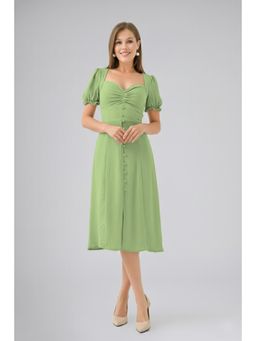 Twenty Dresses by Nykaa Fashion - Womens Solid Green Knee Length Dress