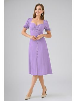 Twenty Dresses by Nykaa Fashion - Womens Solid Lavender Knee Length Dress