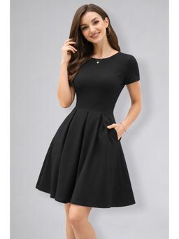 Twenty Dresses by Nykaa Fashion - Womens Solid Black Big Swing Simple Retro Dress
