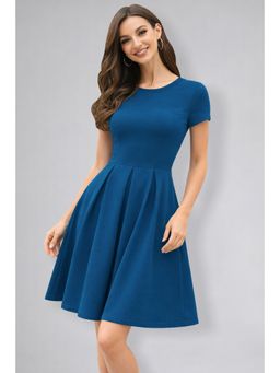 Twenty Dresses by Nykaa Fashion - Womens Solid Blue Big Swing Simple Retro Dress