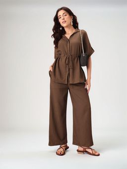 Twenty Dresses by Nykaa Fashion - Womens Brown Textured Co-Ord Set