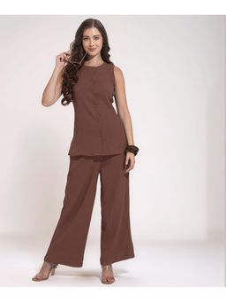 Twenty Dresses by Nykaa Fashion - Womens Brown Textured Round Neck Co-Ord Set