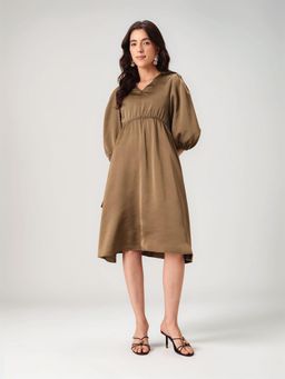 Twenty Dresses by Nykaa Fashion - Womens Solid Waist Front Tie-Up Knee Length Dress