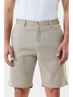 Snitch - Beige Solid Regular Fit Shorts
