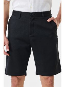 Snitch - Black Solid Regular Fit Shorts