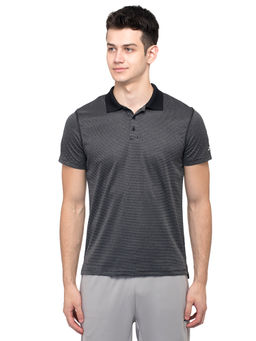 Reebok - Wor Striped Polo Black Training Polo Shirts
