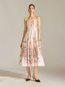 Label Ritu Kumar - Blush Rosene Sleeveless Printed Long Dress
