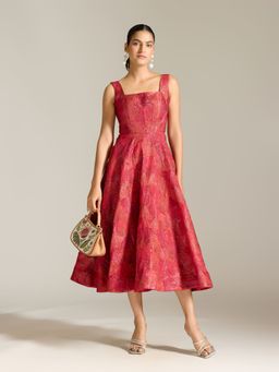 Label Ritu Kumar - Red Karen Sleeveless Solid Long Dress