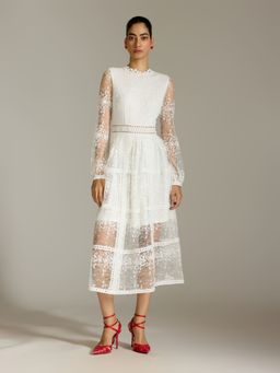 Label Ritu Kumar - White Eleanor Fit and Flare Long Dress