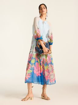Label Ritu Kumar - Blue Miley Full Sleeves Long Dress