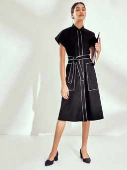 The Label Life - Black Self Tie Shirt Dress with Belt