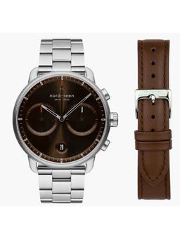 Nordgreen - Pioneer Gift Set - Brown Sunray Dial - 3-Link-42mm - Silver-PI42SI3LSIBSLEBR