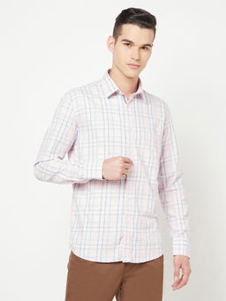 CRIMSOUNE CLUB - Men Light Pink Checked Shirt