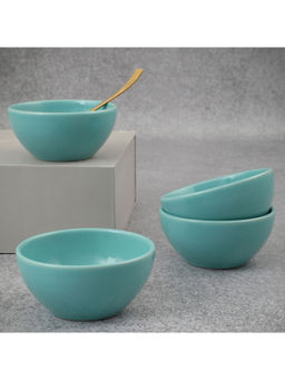 HomeTown - Palette Ceramic 4 Inch Curry Bowl 6 Pcs In Blue Colour