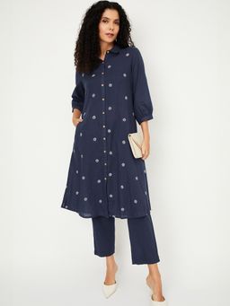 max - Women Blue Embroidered Kurta with Pant