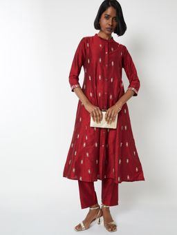 max - Women Red A-line Embroidered Anarkali Kurta with Pant