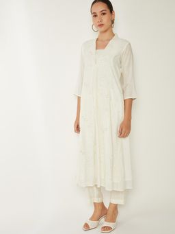 max - Women Off White Embroidered A-line Anarkali Kurta with Pant