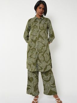 max - Women Green Printed Straight Co-ord