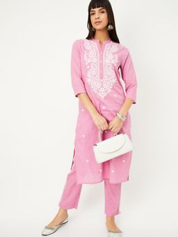 max - Women Pink Embroidered Kurta with Pant