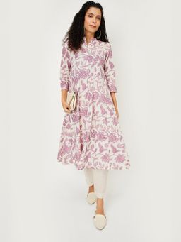 max - Women Purple Floral Print A-line Anarkali Kurta with Pant