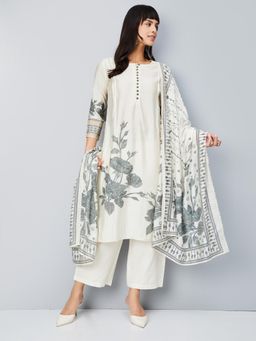 max - Women White Floral Print Kurta with Pant and Dupatta